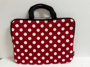 Sumdex Red White Polka Dot Neoprene Laptop Sleeve Case Handled Bag 10x13"
